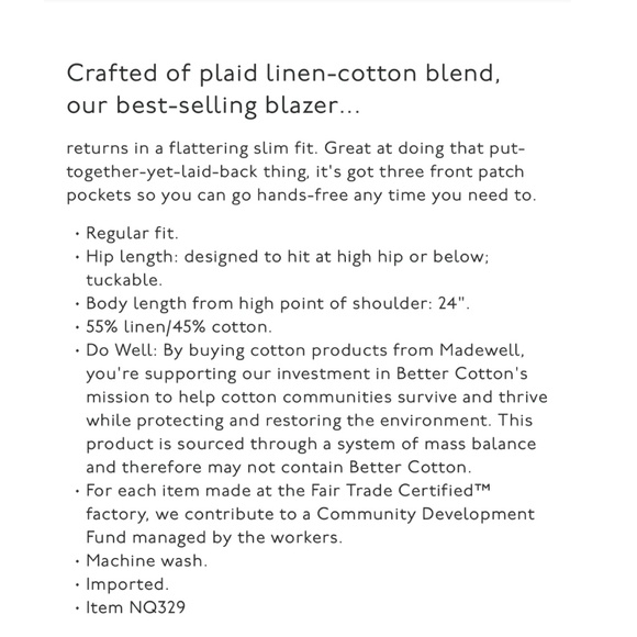 Madewell slim blazer plaid 4 - Picture 7 of 7